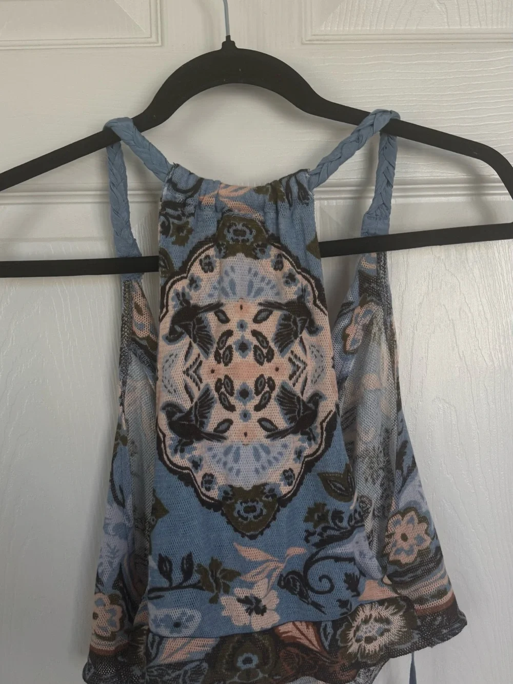 NWT Free People Laila Cowl Neck Tank Top Bayou Combo💙🩵 - Picture 8 of 9